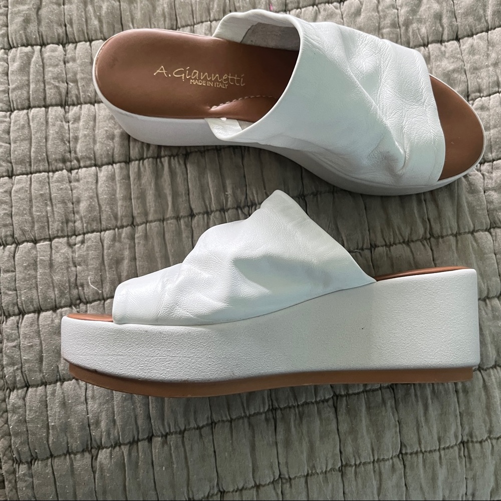 White Leather Platform Sandals